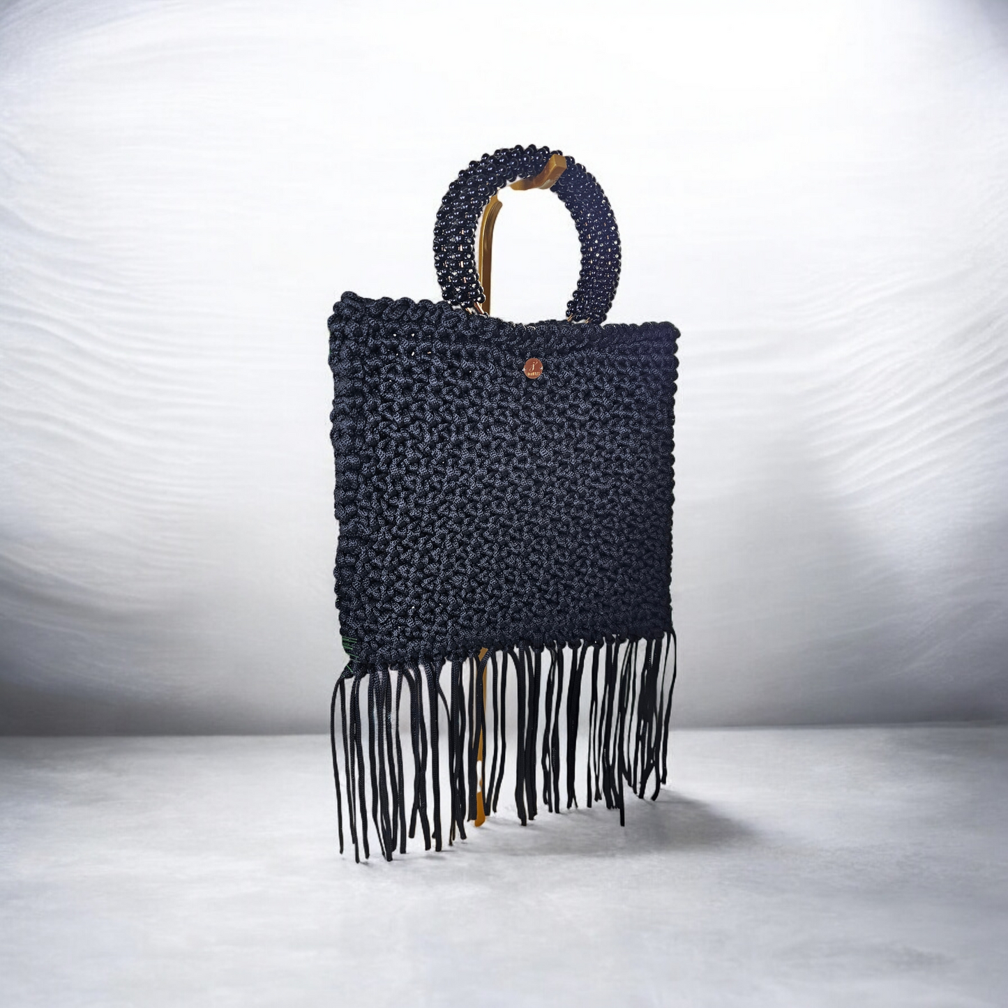 Crochet bag with beaded handle