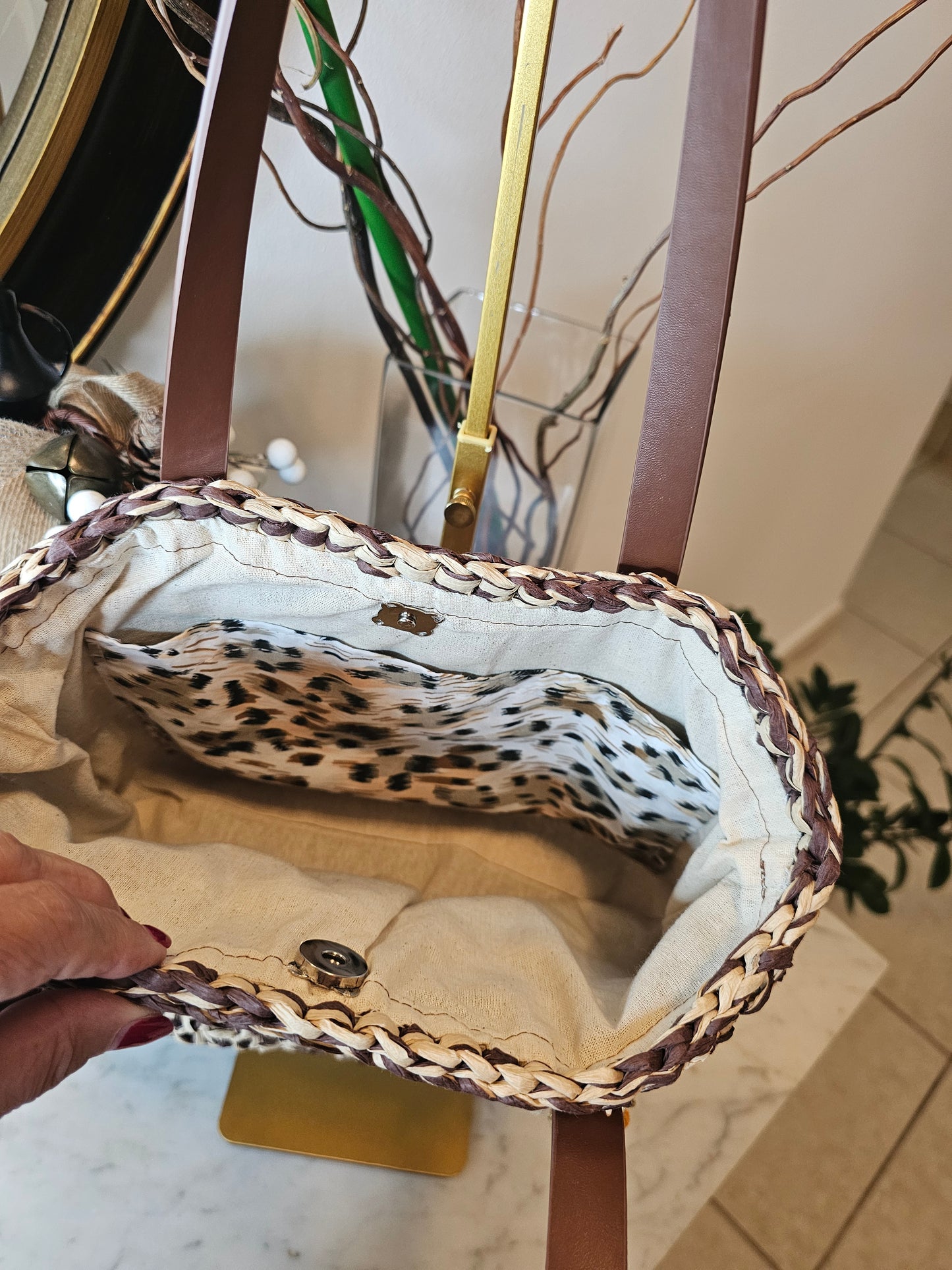 Raffia two tone crochet bag