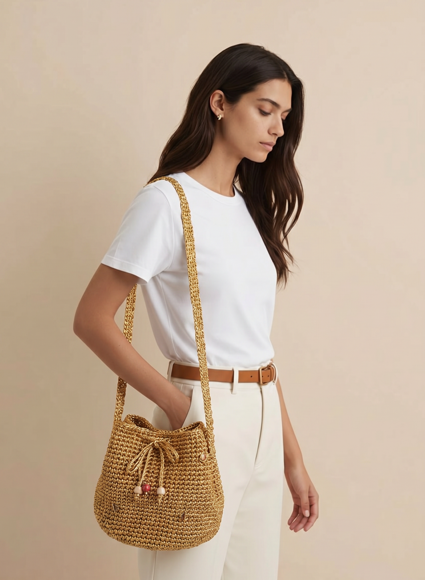 Satin Cord Bucket Bag