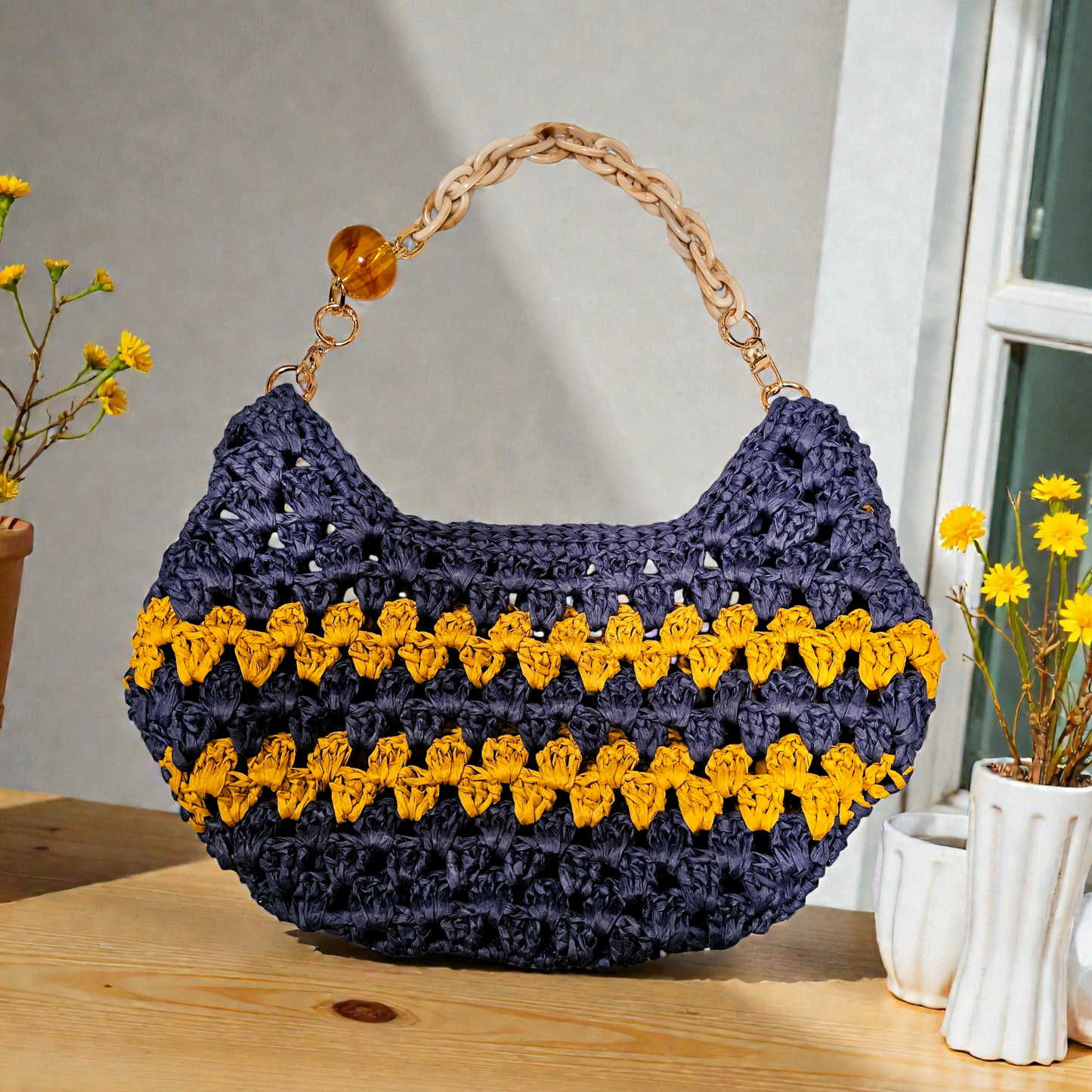 Raffia handmade bag