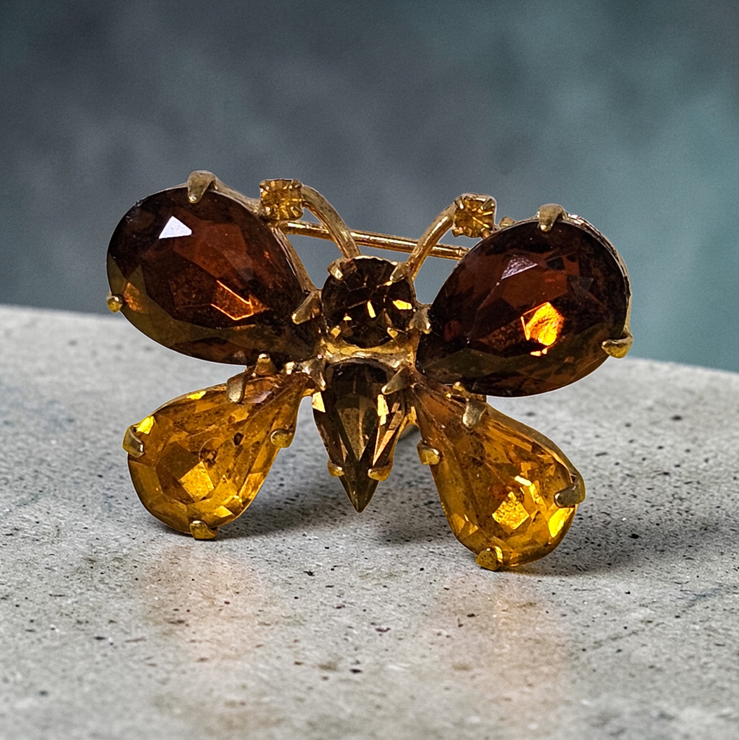 Vintage Champagne Butterfly Brooch
