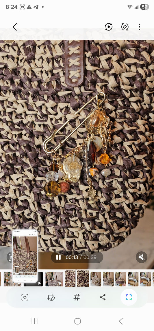 Raffia two tone crochet bag