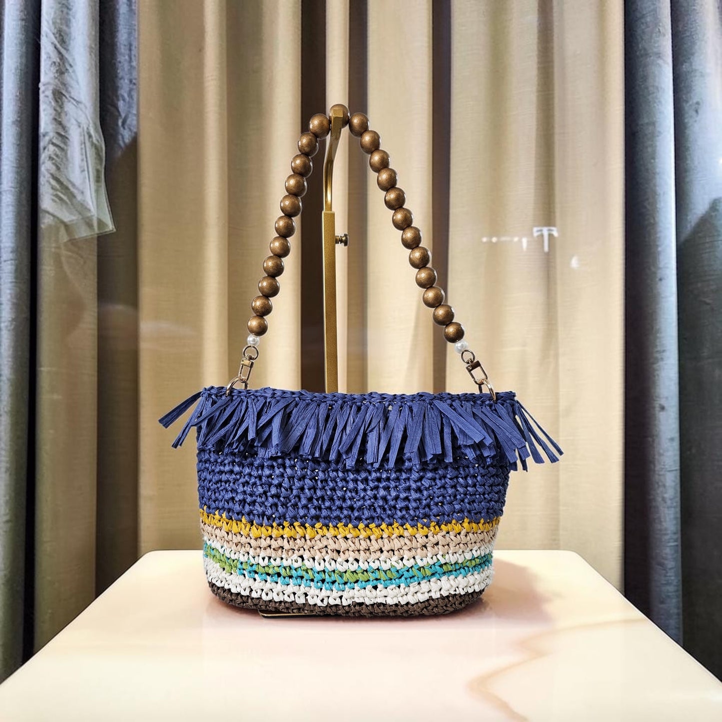 Fringe raffia bag