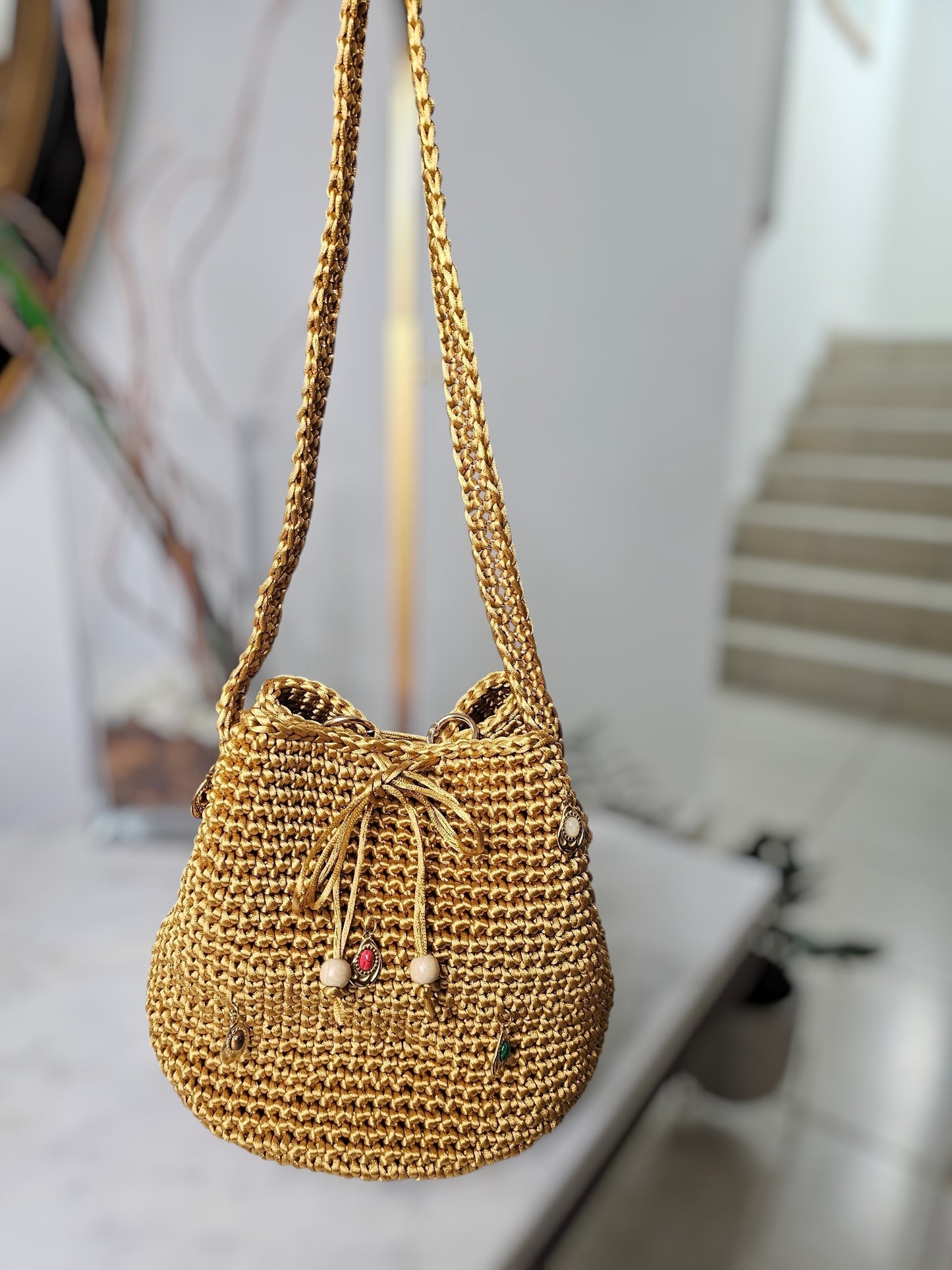 Satin Cord Bucket Bag