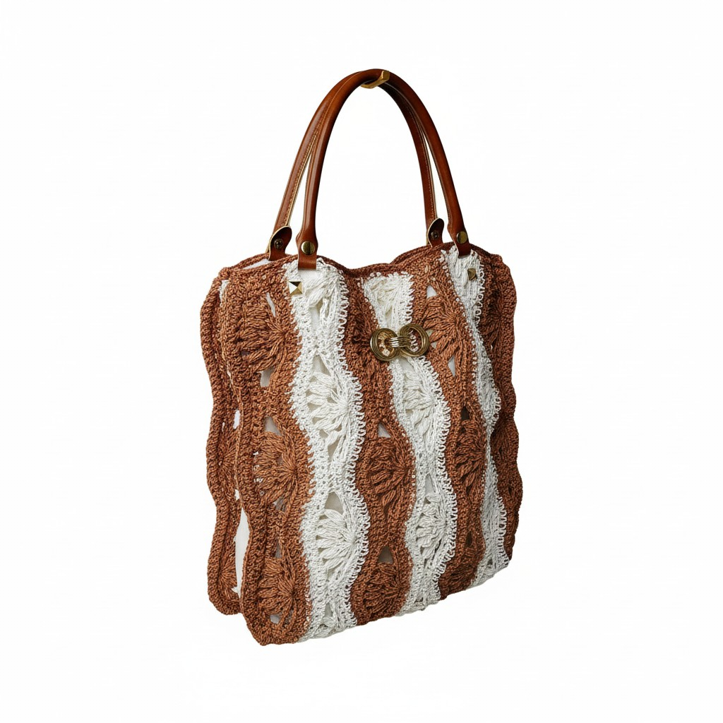 Raffia wavy stich bag