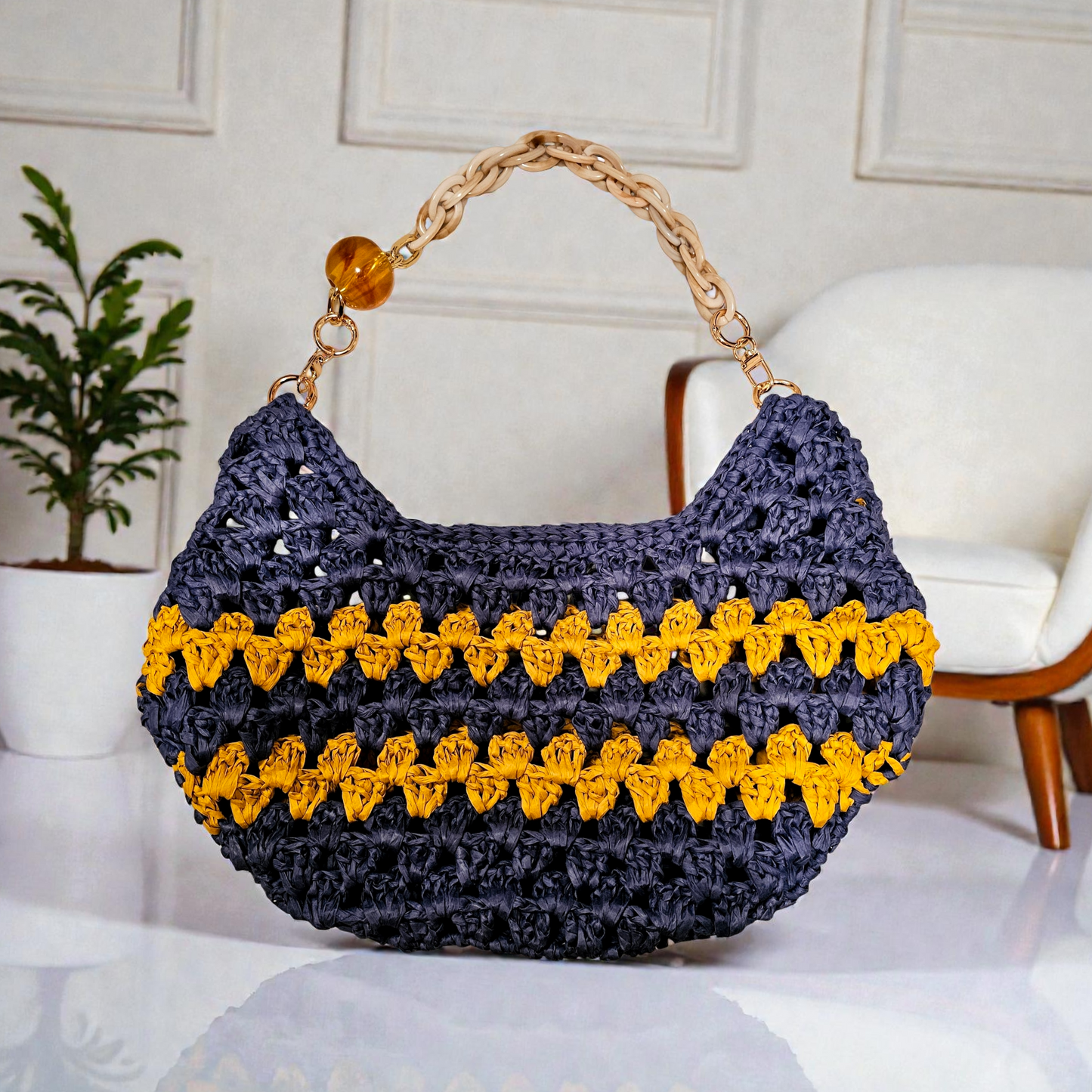 Raffia handmade bag
