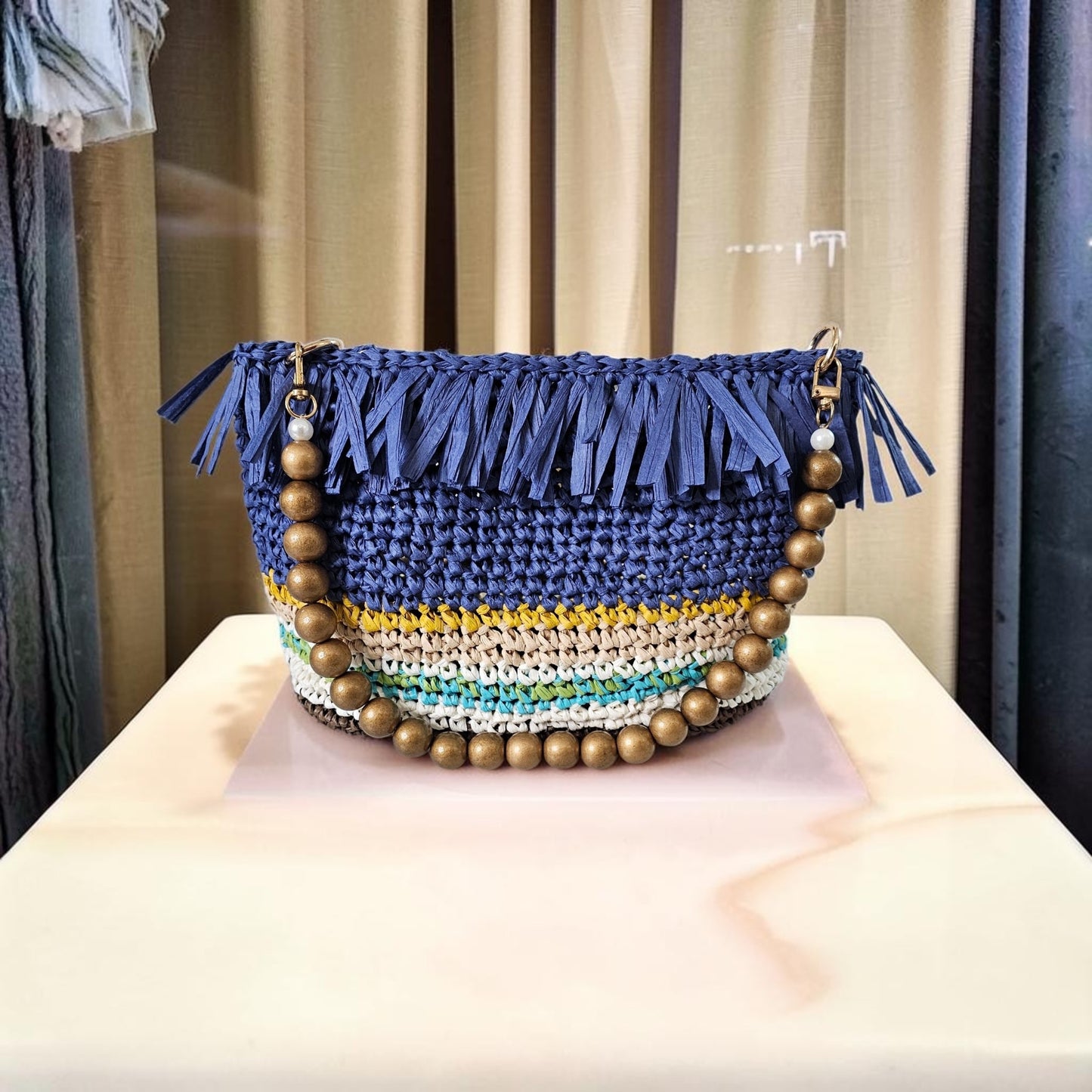 Fringe raffia bag