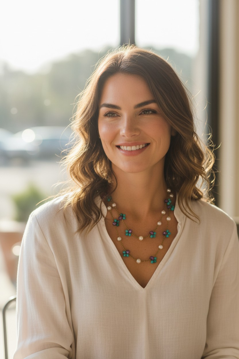 Flower stich necklace