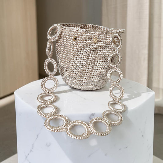 Bucket silk cord bag